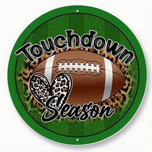 1pc 8x8inch Aluminum Sign, Football Fall Leopard Sign, Wreath Sign